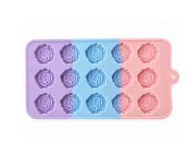 Molde silicona 15 pimpollos de rosas tricolores 